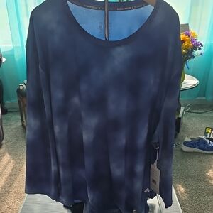 Blue Long Sleeve Relaxed Blouse